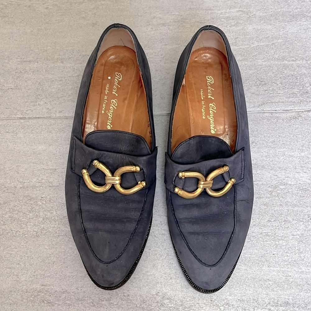Robert Clergerie Blue Nubuck Leather Loafers (Size 7)